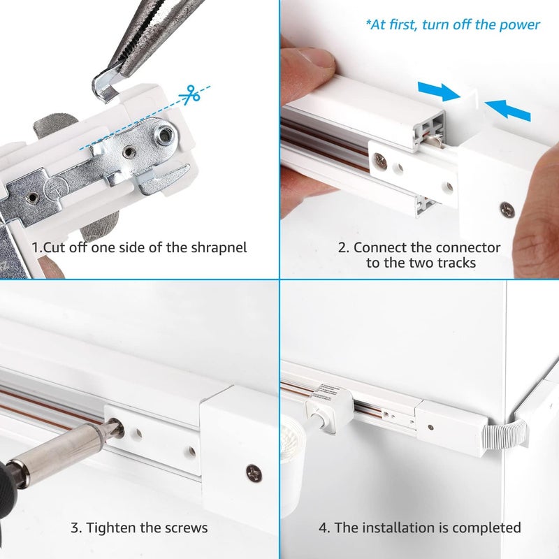 LEONLITE H Track Flexible Connector, Single Circuit 3-Wire-1 Lighting Kit, UL Listed, Flame Retardant Material, for H System, White - Image 3
